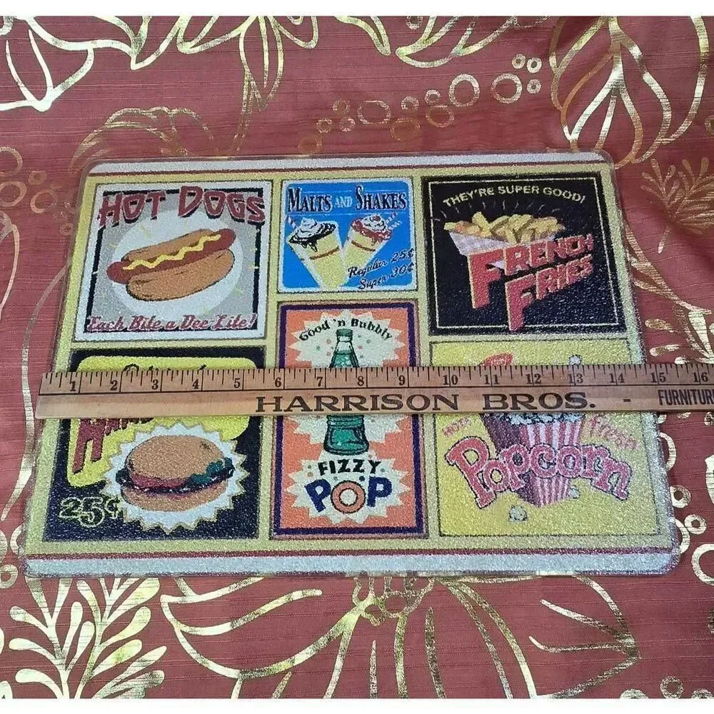 Nostalgic Retro Diner Tempered Glass Cutting Board